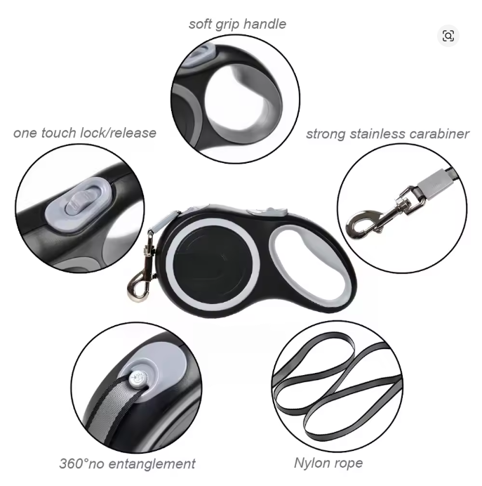 Dog Leash Retractable Roulette Collar for Small Big Dog